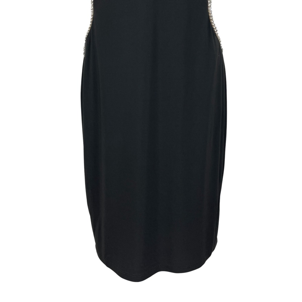 Xscape Womens Dress 14 Black Rhinestone Illusion Choker Neck Sleeveless Cocktail - Picture 3 of 13
